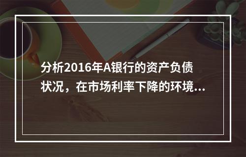 分析2016年A银行的资产负债状况，在市场利率下降的环境中，