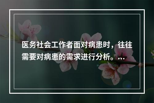 医务社会工作者面对病患时，往往需要对病患的需求进行分析。小张