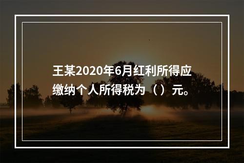 王某2020年6月红利所得应缴纳个人所得税为（	）元。