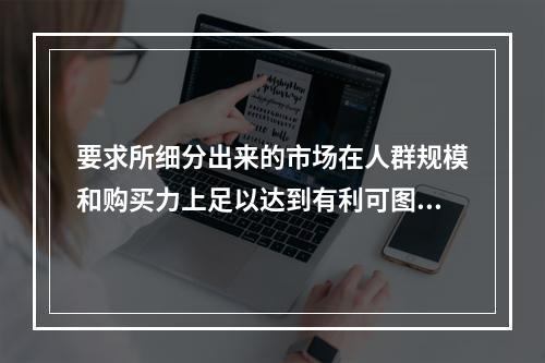 要求所细分出来的市场在人群规模和购买力上足以达到有利可图的程