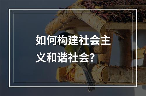 如何构建社会主义和谐社会？