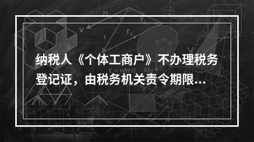 纳税人《个体工商户》不办理税务登记证，由税务机关责令期限改正