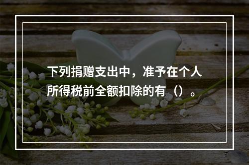 下列捐赠支出中，准予在个人所得税前全额扣除的有（）。