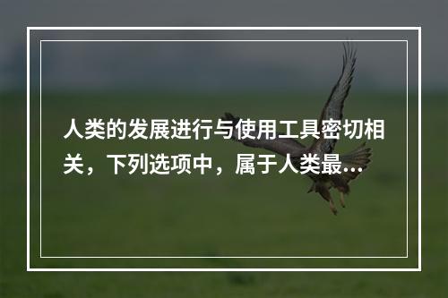 人类的发展进行与使用工具密切相关，下列选项中，属于人类最早的