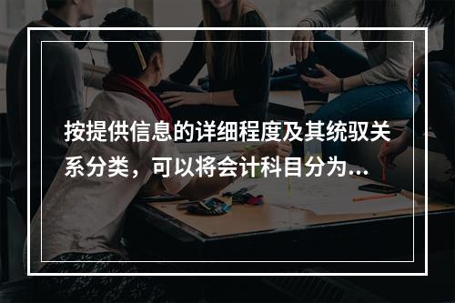 按提供信息的详细程度及其统驭关系分类，可以将会计科目分为（　