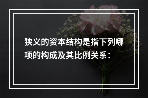 狭义的资本结构是指下列哪项的构成及其比例关系：