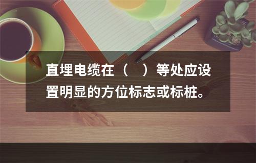 直埋电缆在（　）等处应设置明显的方位标志或标桩。