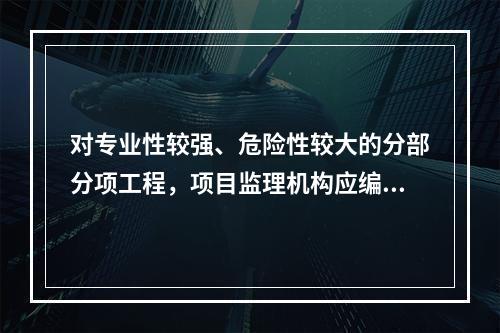 对专业性较强、危险性较大的分部分项工程，项目监理机构应编制（