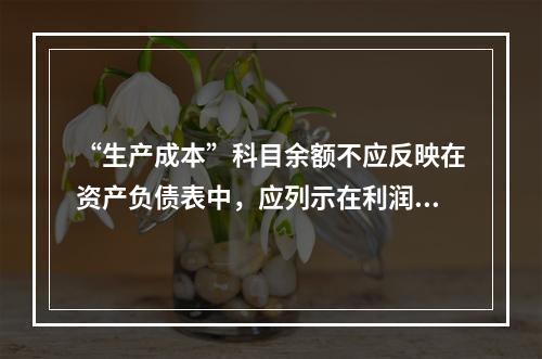 “生产成本”科目余额不应反映在资产负债表中，应列示在利润表中