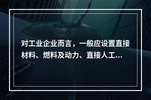 对工业企业而言，一般应设置直接材料、燃料及动力、直接人工、制