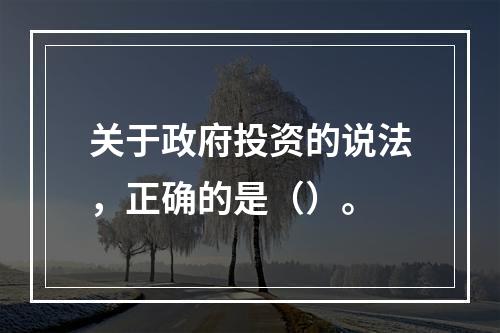 关于政府投资的说法，正确的是（）。