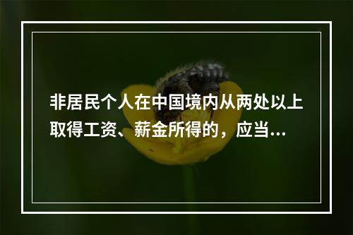 非居民个人在中国境内从两处以上取得工资、薪金所得的，应当在取