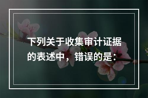 下列关于收集审计证据的表述中，错误的是：