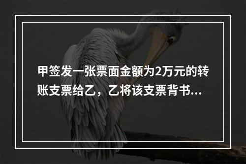 甲签发一张票面金额为2万元的转账支票给乙，乙将该支票背书转让