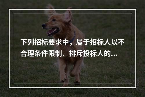 下列招标要求中，属于招标人以不合理条件限制、排斥投标人的有（