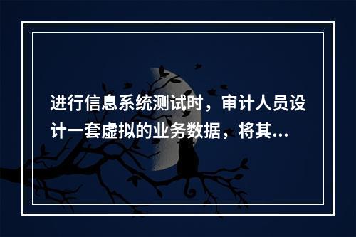 进行信息系统测试时，审计人员设计一套虚拟的业务数据，将其输人