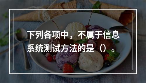 下列各项中，不属于信息系统测试方法的是（）。