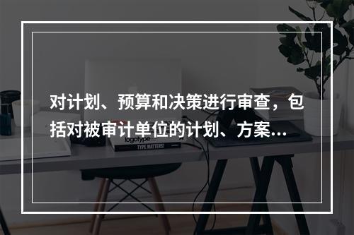 对计划、预算和决策进行审查，包括对被审计单位的计划、方案和预