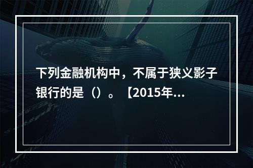 下列金融机构中，不属于狭义影子银行的是（）。【2015年真题