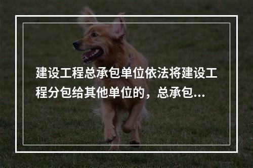 建设工程总承包单位依法将建设工程分包给其他单位的，总承包单位