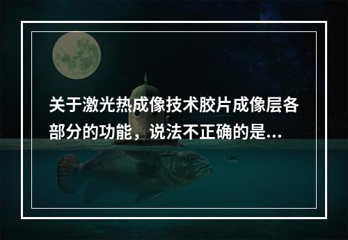 关于激光热成像技术胶片成像层各部分的功能，说法不正确的是（　