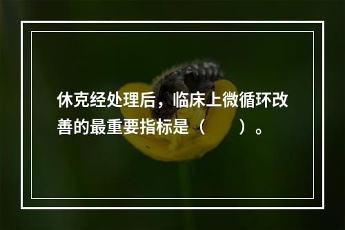 休克经处理后，临床上微循环改善的最重要指标是（　　）。