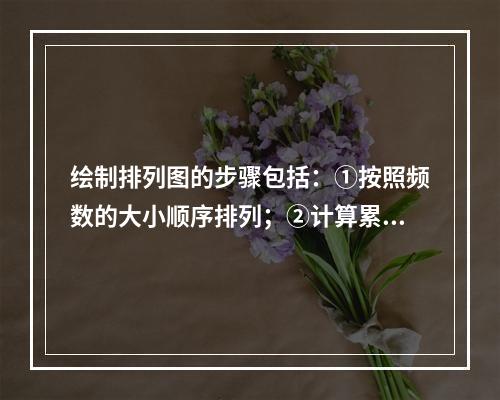 绘制排列图的步骤包括：①按照频数的大小顺序排列；②计算累计百