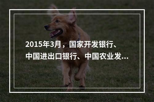 2015年3月，国家开发银行、中国进出口银行、中国农业发展银