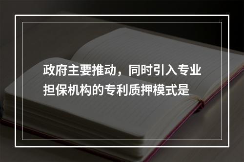 政府主要推动，同时引入专业担保机构的专利质押模式是