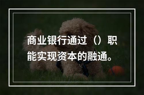 商业银行通过（）职能实现资本的融通。