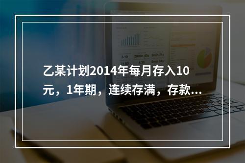 乙某计划2014年每月存入10元，1年期，连续存满，存款余额