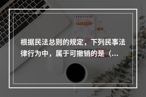 根据民法总则的规定，下列民事法律行为中，属于可撤销的是（）