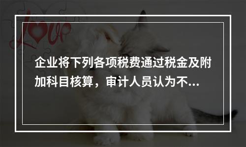 企业将下列各项税费通过税金及附加科目核算，审计人员认为不正确