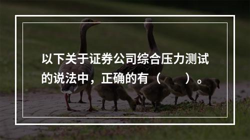 以下关于证券公司综合压力测试的说法中，正确的有（　　）。