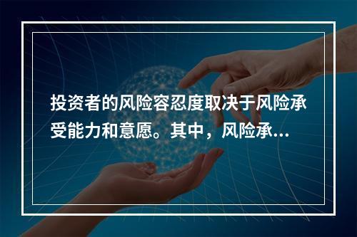 投资者的风险容忍度取决于风险承受能力和意愿。其中，风险承受能