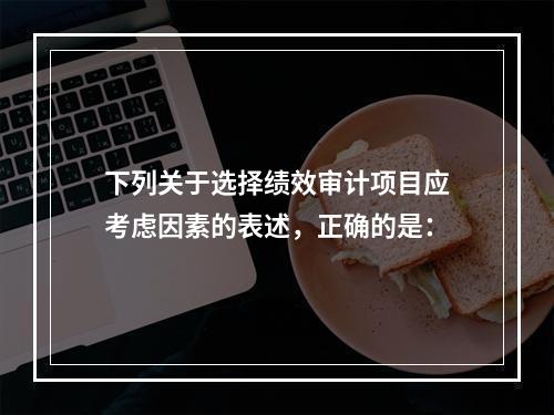 下列关于选择绩效审计项目应考虑因素的表述，正确的是：