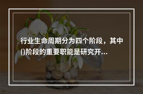 行业生命周期分为四个阶段，其中()阶段的重要职能是研究开发。