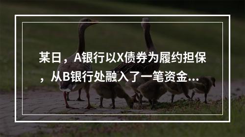 某日，A银行以X债券为履约担保，从B银行处融入了一笔资金，并