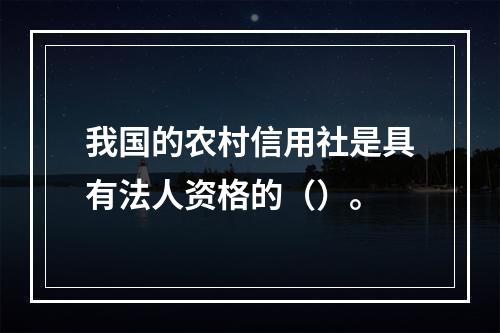 我国的农村信用社是具有法人资格的（）。