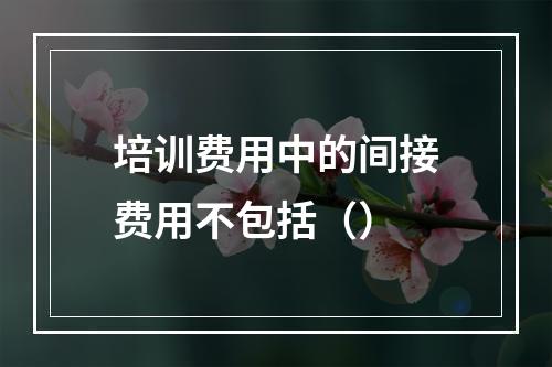 培训费用中的间接费用不包括（）