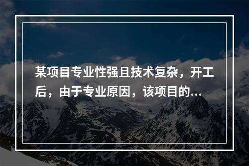 某项目专业性强且技术复杂，开工后，由于专业原因，该项目的项目