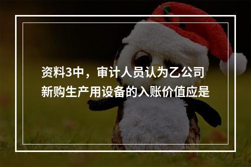 资料3中，审计人员认为乙公司新购生产用设备的入账价值应是