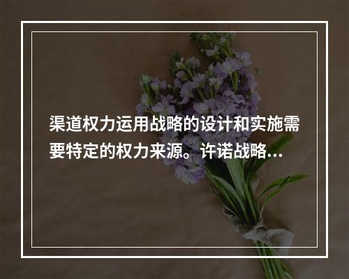 渠道权力运用战略的设计和实施需要特定的权力来源。许诺战略的