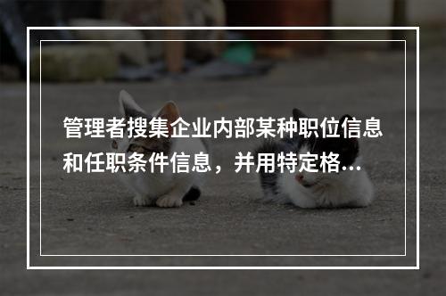 管理者搜集企业内部某种职位信息和任职条件信息，并用特定格式将