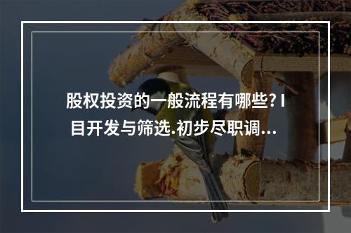 股权投资的一般流程有哪些? I 目开发与筛选.初步尽职调查