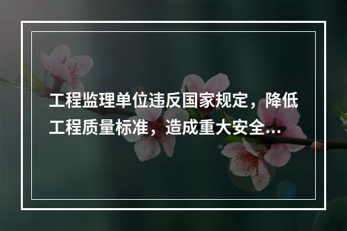 工程监理单位违反国家规定，降低工程质量标准，造成重大安全事