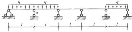 图示五跨等跨等截面连续梁，在支座a产生最大弯矩的荷载布置为