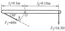 力F1对O点的力臂为（）m。