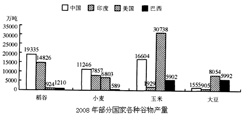 2000年，中国稻谷产量占世界稻谷产量的比重约为（　　）。