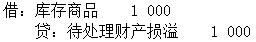 企业的财产清查中，发现甲商品溢余50件，每件单价20元，应作